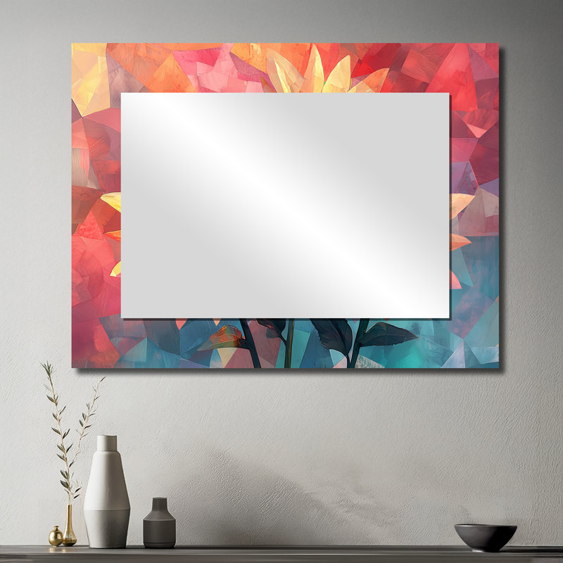 Collage de teintes tournesols roses II - art mural miroir floral - imprimé sur métal, 30 po x 40 po