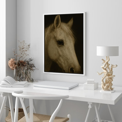«Classic Horse Portrait Farmhouse Decor», reproduction d'art sur toile encadrée