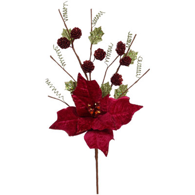 Poinsettia et pomme de pin en vaporisateur - 18 pouces, ensemble de 12