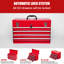 Coffre à outils robuste 21 pouces, rouge, 4 tiroirs avec rembourrage, rails de roulement et boîte de rangement portable-1259520410