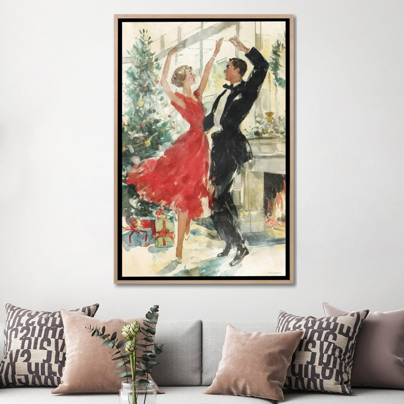 Christmas Waltz 1 Piece Wall Art on Canvas, 152.4 cm H x 101.6 cm W x 4.445 cm D, Natural Wood