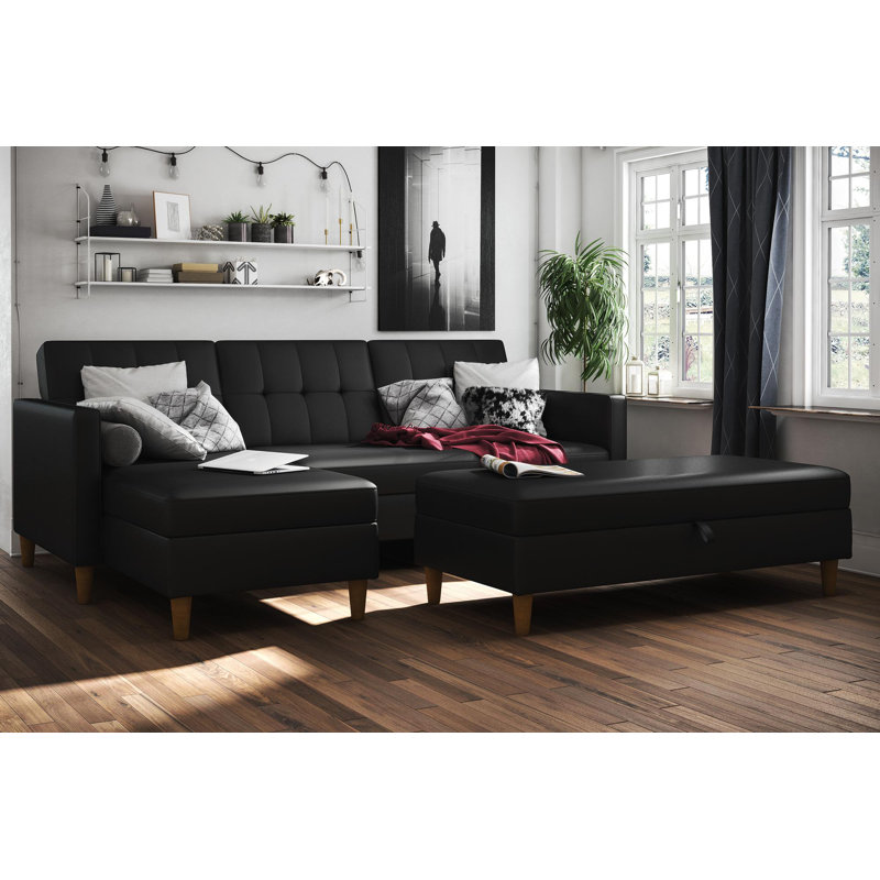 Abram 3 Seater Sofa Bed, Black