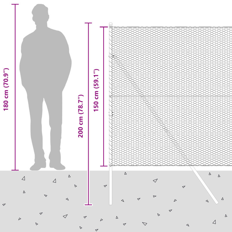 Hexagon Fence Galvanised Steel, 150cm H x 10000cm W