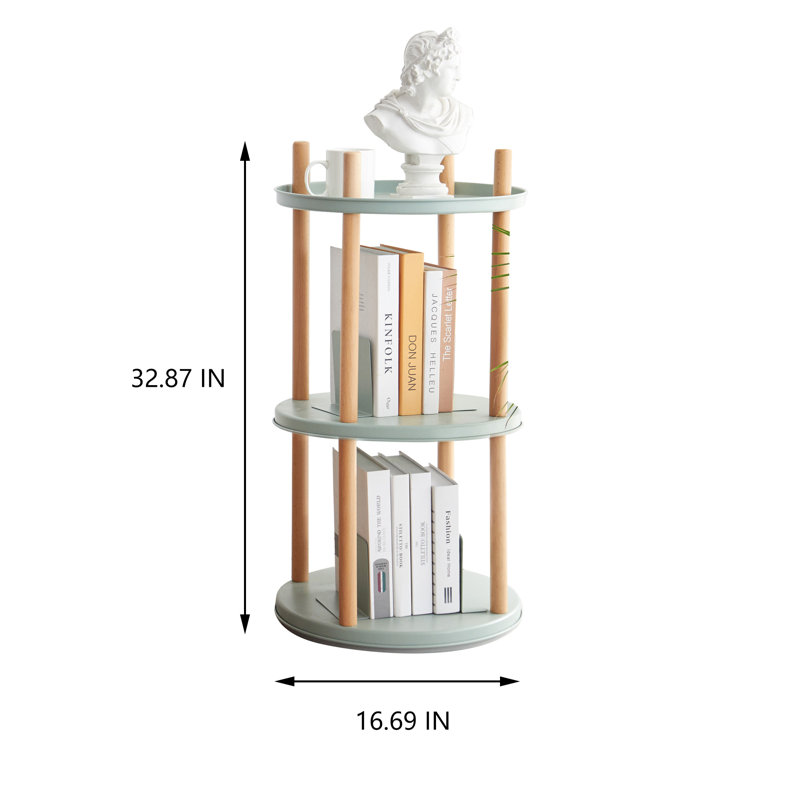 Storage Shelf, 360° Rotating Bookshelf, 3 Tier Bookcase W/ Large-Capacity Storage Space, Multifunctional Storage Rack, Compact Design, Standing Shelf For Living Room, Bedroom, Study Room, Kitchen
