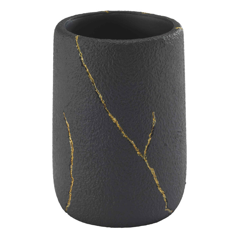 Black and Gold Resin 4-Piece Bathroom Accessory Set