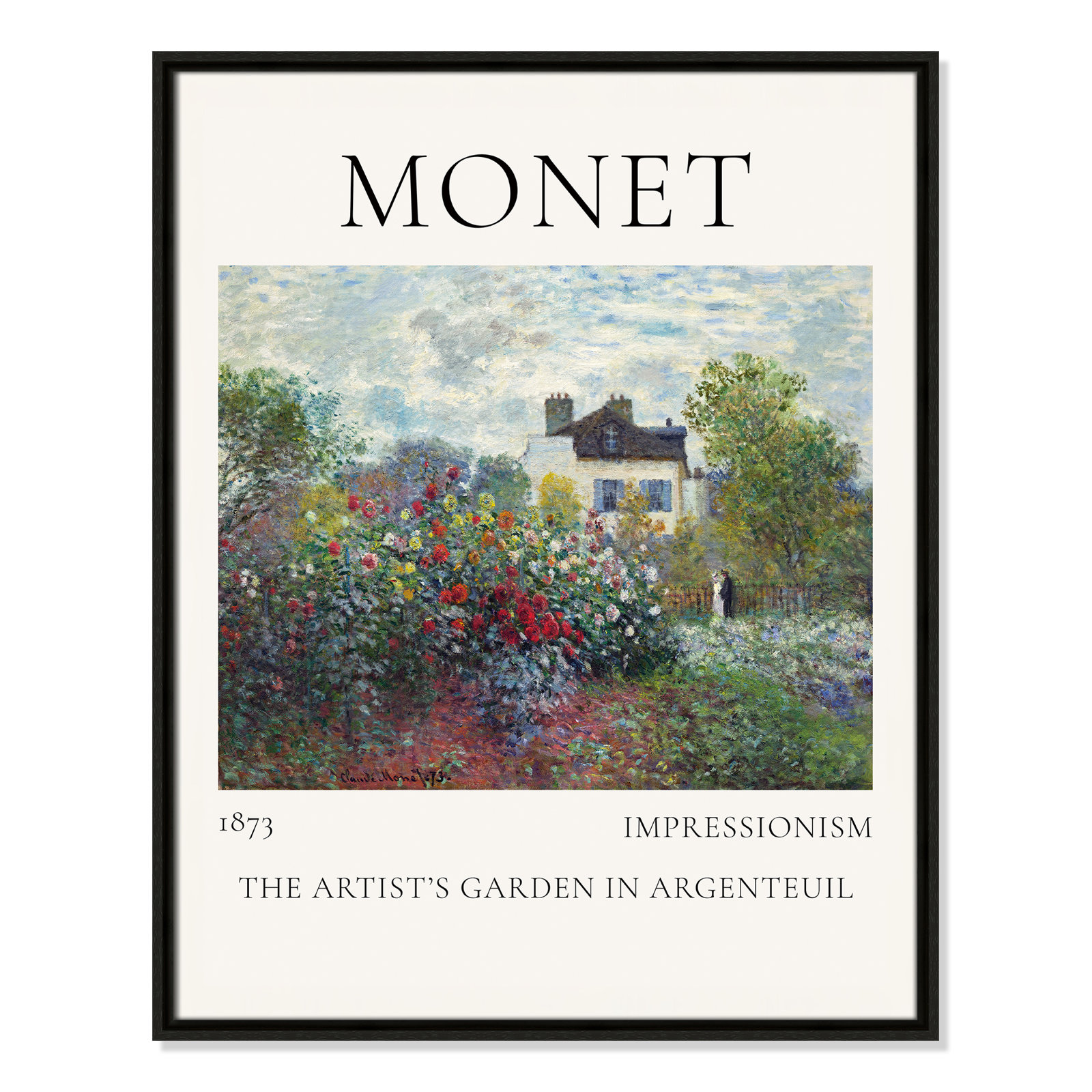 Rocchetto "Artists Garden in Argenteuil" Print, Espresso Floater Frame, No, 29.5" H x 23.5" W x 2" D