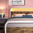 Metal  Bed Frame with LED Headboard and Footboard, Rustic Industrial Heavy Duty Wooden Platform Bed Frame with Under Bed Storage, Noise Free, No Box Spring Needed-488578654-488578641