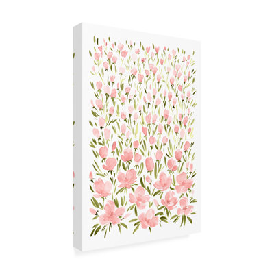 " Wrapped Canvas Wall Art - Rosana Laiz Blursbyai 'Field Of Pink Flowers' Wall Art For Living Room, Bedroom, Or Office Décor - 12x19 " by Rosana Laiz Blursbyai
