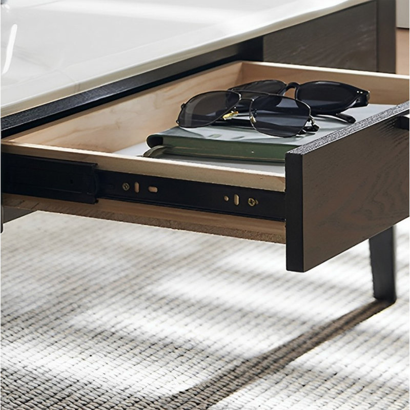 Table basse à quatre pieds avec rangement, Brun
