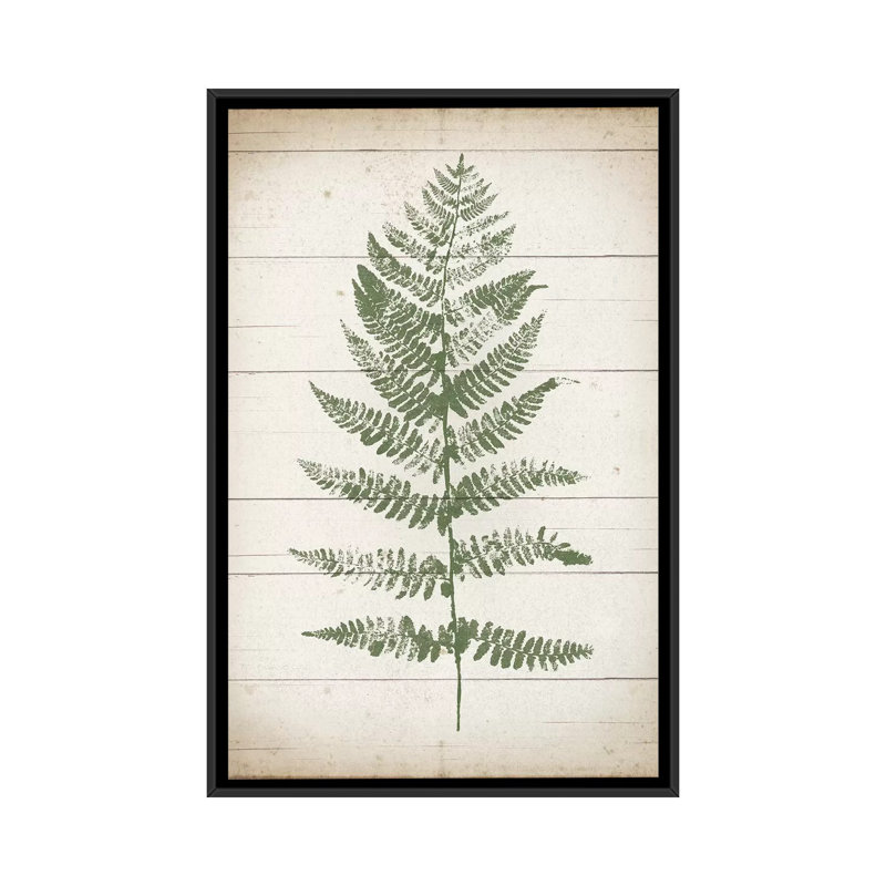 « palm print ii », impression sur toile, H 26 po x l 18 po x P 1,5 po, Toile avec cadre noir, Pas de tapis