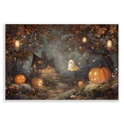 " Cute Ghost Haunting Cottage " Graphic Art Print