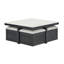 Ensemble table basse et pouf, 96,5 cm L x 96,5 cm P x 45,7 cm H, imitation marbre et bois, 5 pièces, blanc et gris, tabourets avec rangement intégré