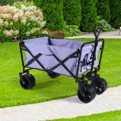 100L Collapsible Folding Beach Wagon Cart With 220Lbs Large Capacity, Wagons Carts Heavy Duty Foldable With Big Wheels For Sand, Garden, Camping -  Go Peak Track, GPTYX07709A