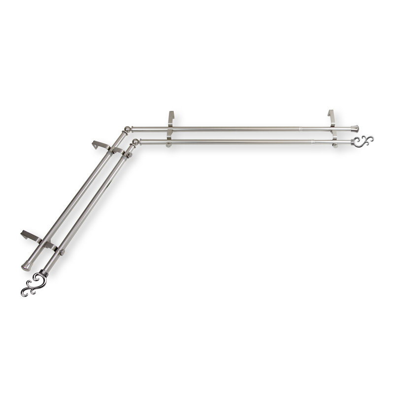 Tringle à rideaux double Verlyn, L 28 po x l 48 po, Nickel satiné