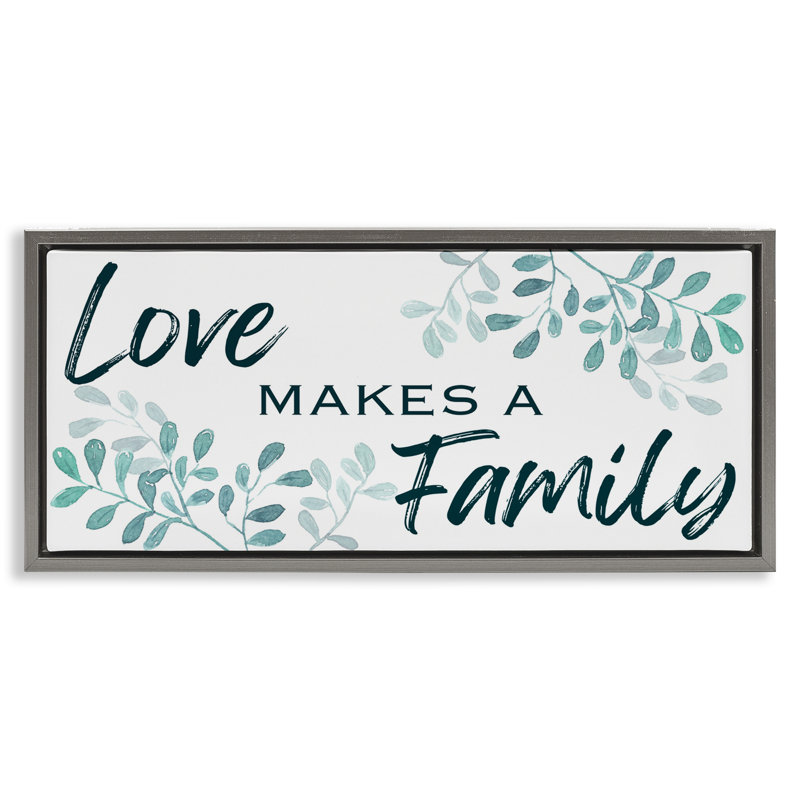 «Love Makes Family with Herbs», art mural sur toile flottant gris, design par Marcus Prime, H 14 po x l 31 po