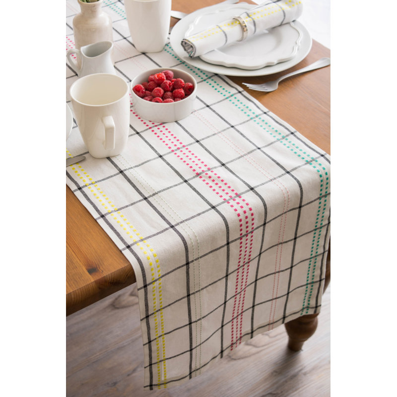 Wade Color Pop Plaid Table Runner, 108" L x 14" W
