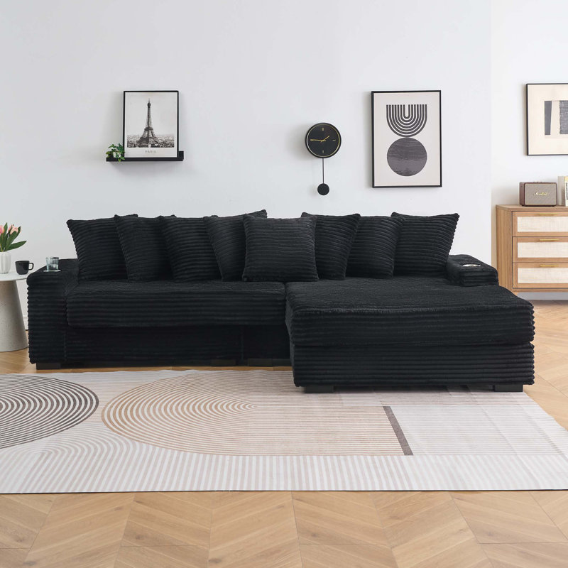 Canapé en velours côtelé de 111,4 po, accoudoir avec porte-gobelet et fonction de rangement, le fauteuil inclinable peut être changé à gauche et à droite, convenant au salon, à la chambre à coucher et au salon