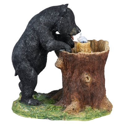 Black Bear Animals Weather Resistant UV Resistant Polyresin Garden Statue