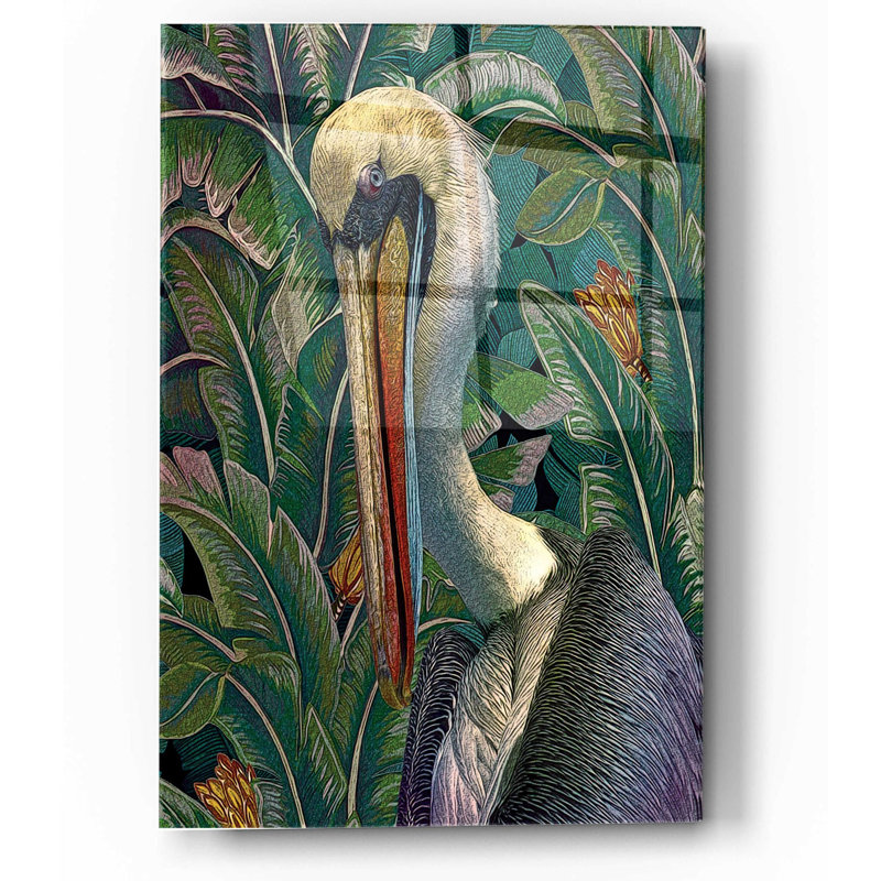 «Primal Pelicana» par Steve Hunziker, art mural en verre acrylique, H 16 po x l 12 po x P 0,13 po