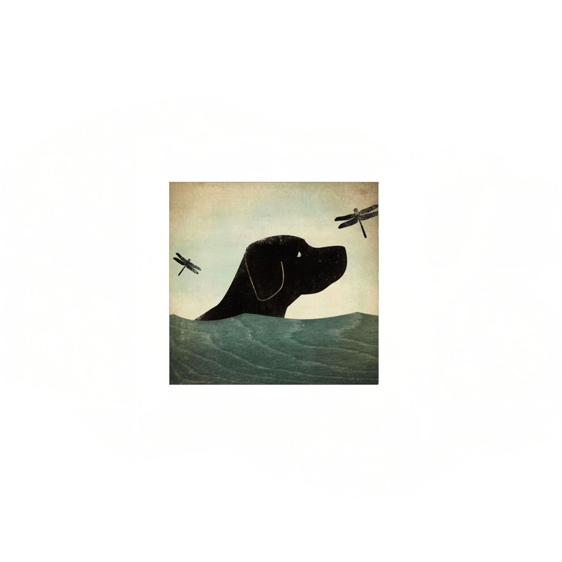 «Black Dog Swim», reproduction d'art sur toile 24 x 24 po
