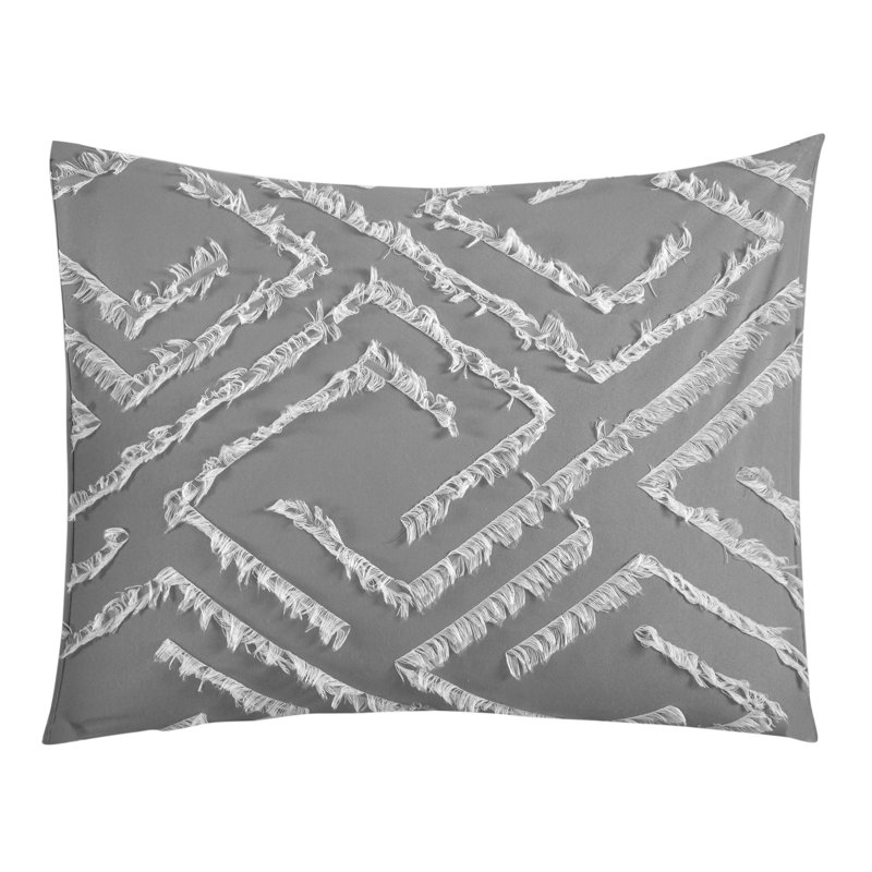 Amelie 5 Piece Geometric Comforter Set, Gray/White, King Comforter + 2 Shams + 2 Throw Pillows