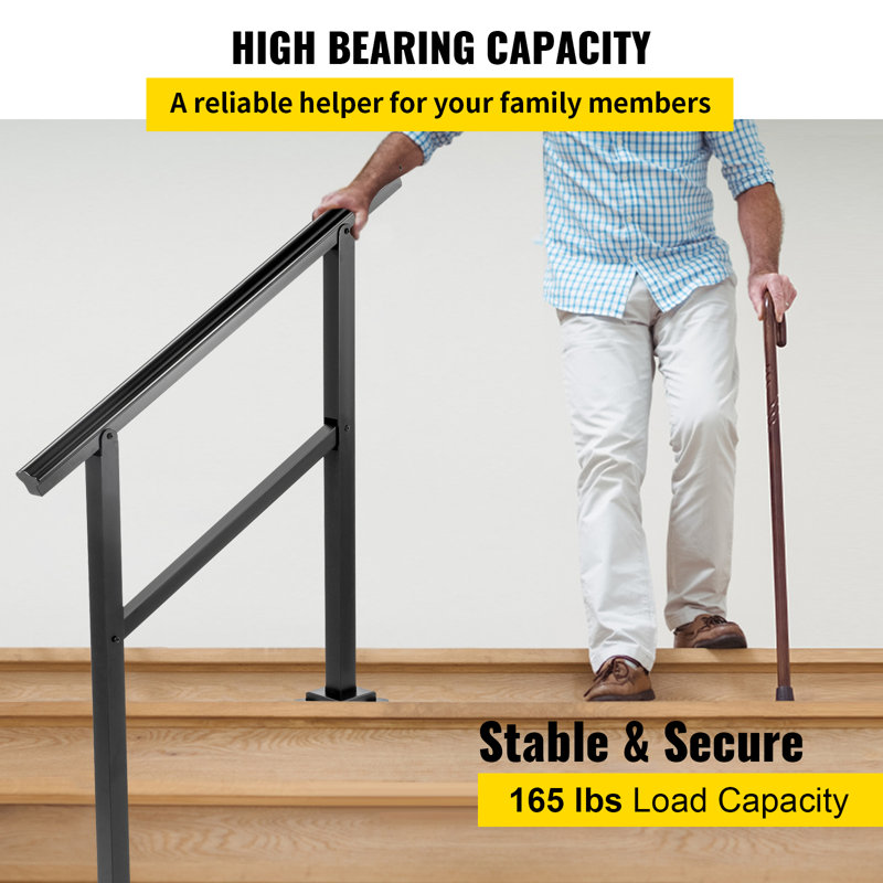 Rambarde extérieure supportant une charge de 75 kg (165 lb), rampe d'escalier extérieure en aluminium, 152 x 89 cm (60 x 35 po), rampe d'escalier extérieure de transition, plage d'inclinaison de 0 à 30°, compatible avec les escaliers de 4 à 5 marches.
