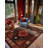 Guria Red/Black Oriental Machine Printed Cotton Chenille Area Rug-2035211209