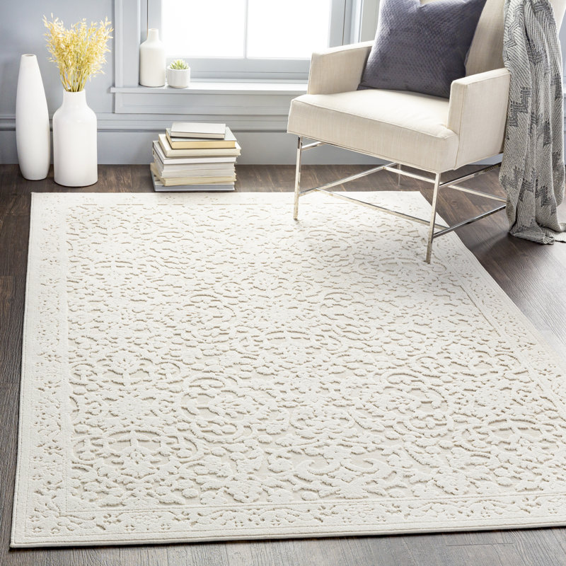 Tapis intérieur / extérieur beige clair / gris anthracite Emert, Rectangle 5 pi 3 po x 7 pi 3 po