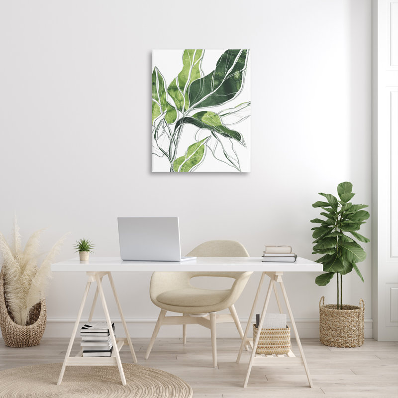 Motif de lignes vert palmier expressif, H 20 po x l 16 po