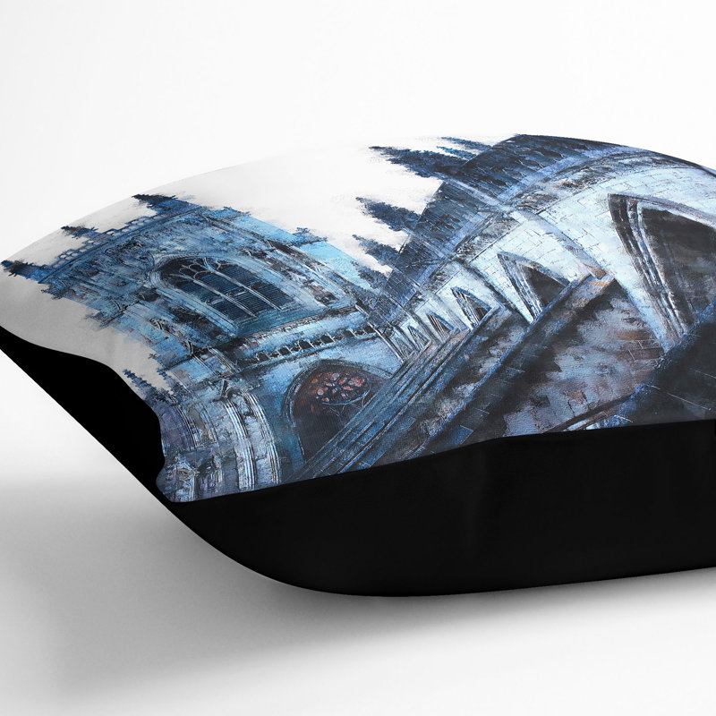 York Minster Cushion with Filling, Black, 40cm H x 40cm W x 15cm D