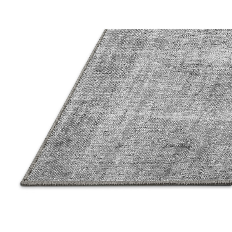 Tapis gris tissé à la machine Yasine, Rectangle de 5 pi x 8 pi