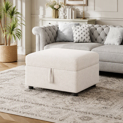 26.6" Ottoman Movable Storage Ottoman Footrest For Living Room, Bedroom, Beige