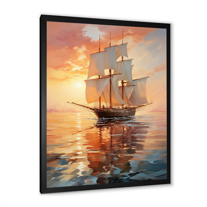 Voilier, eaux éthérées I sur toile, Cadre photo noir, L 12 po x H 20 po