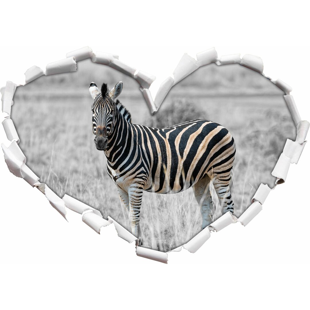 Wandtattoo Einzelnes Zebra im Wildgras