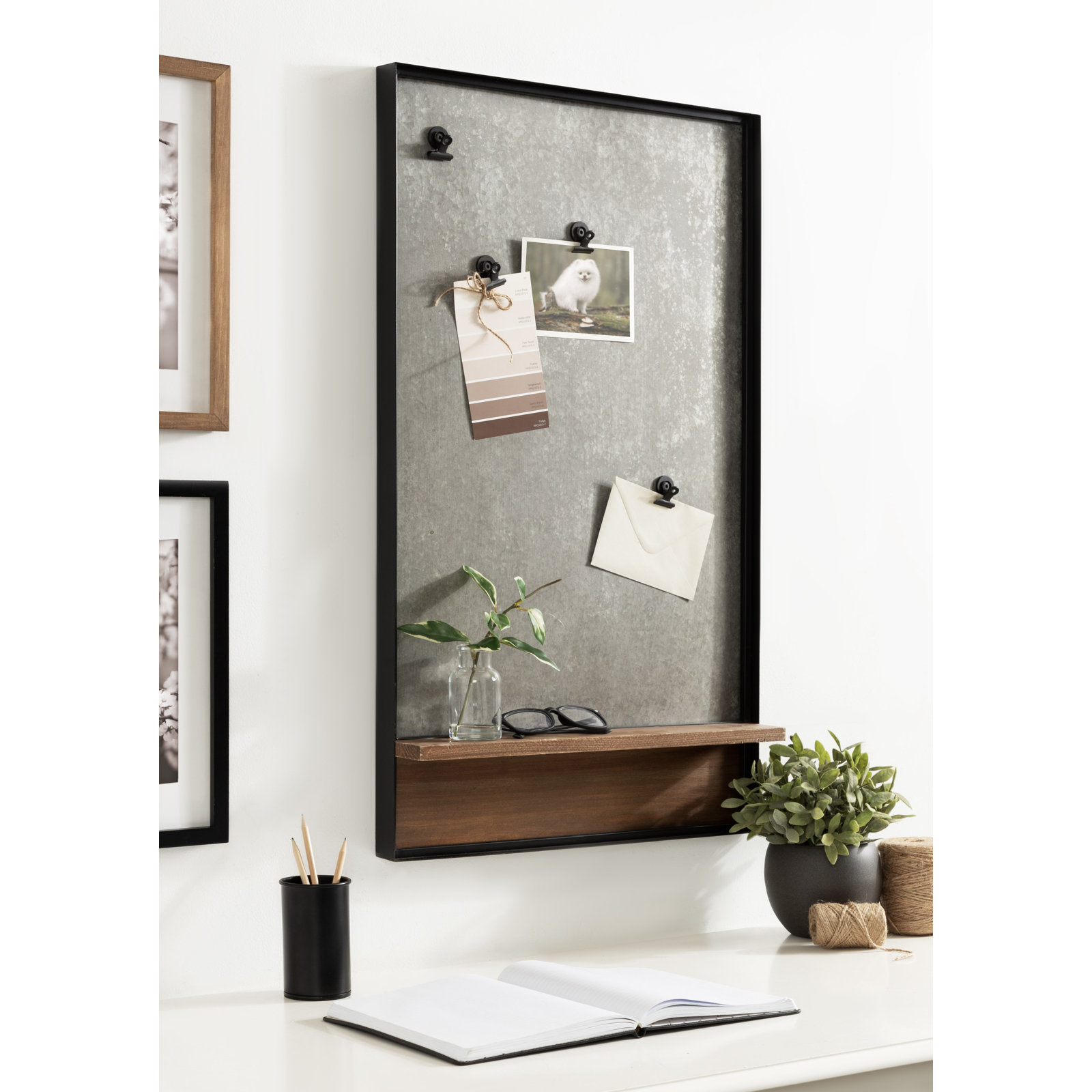 Jillette Owing Galvanized Metal Magnetic Board, Silver