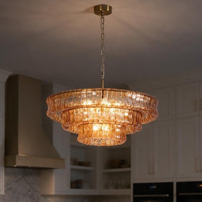 Lustre à 9 lumières, plafonnier en laiton poli de 81 cm (32 po), fabrication artisanale