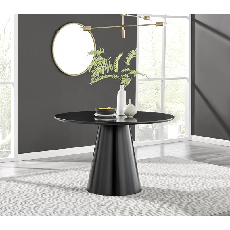 Table de salle à manger ronde Tierra, Plateau noir / base noire