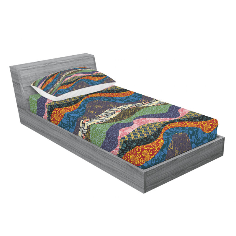 Microfiber Abstract Sheet Set, Twin XL Sheet Set with Fitted Sheet