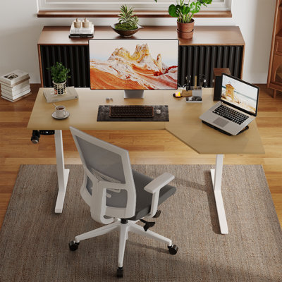 59" L-Shaped Electric Standing Desk, Height Adjustable Corner Workstation with Memory Presets, Ergonomic Computer Table for Home & Office, US Standard