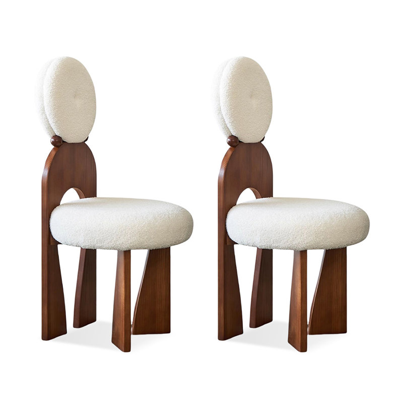 Chaise d'appoint blanche à dossier solide (ensemble de 2)