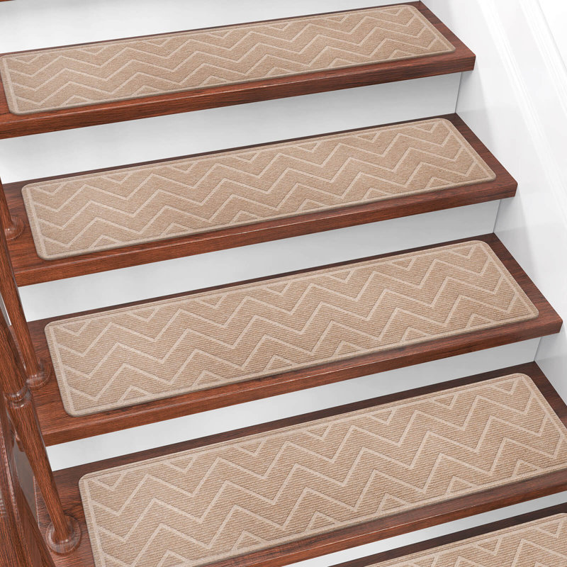Tapis d'escalier intérieur antidérapant (ensemble de 15), Naturel