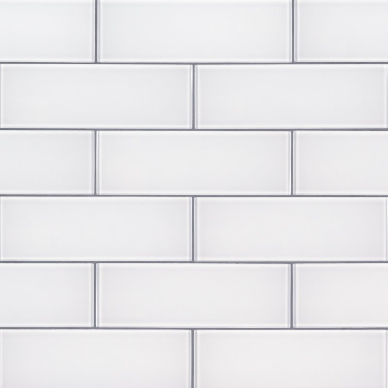 3 in. x 9 in. Glossy Glass Subway Wall Tile, Halo Edge