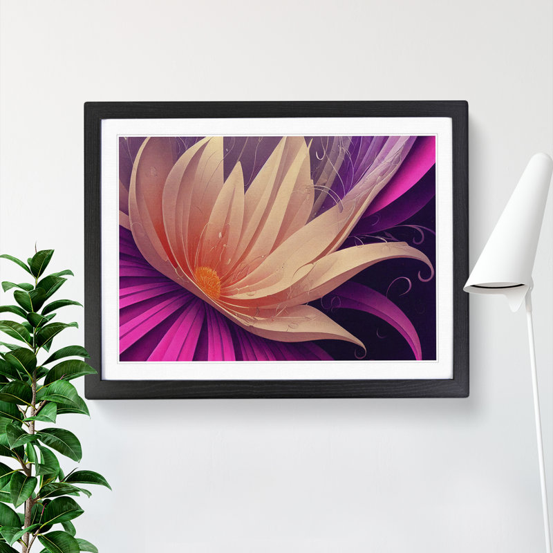XH1022-7089X Positive Modern Flower Art - Single Picture Frame Print, 25cm H x 34cm W x 2cm D, Black Framed