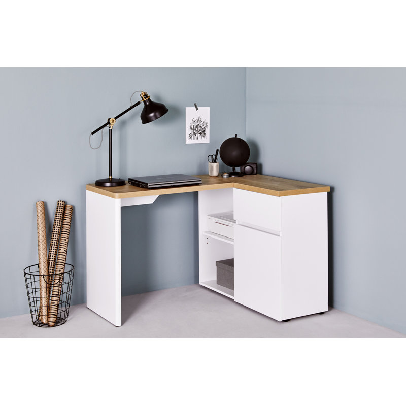 Libre 46,06 L-Shaped Desk with Storage Cabinet , Brown/White