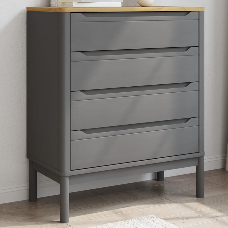 Abdimalik Solid Wood Standard Accent Chest, Grey