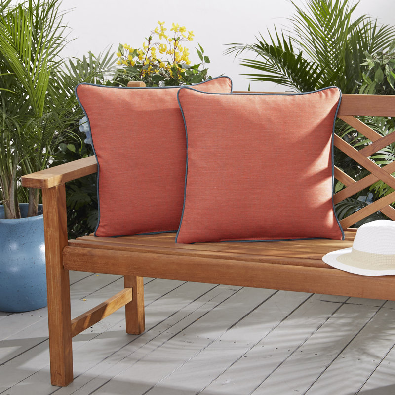 Jaclyn Sunbrella® Outdoor Reversible Throw Pillow, Blue/Coral, 24" x 24"
