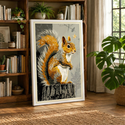 Alert Squirrel Rustic - Wrapped Canvas