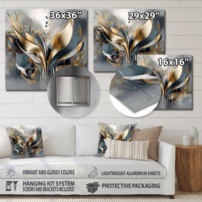 Abstract Shapes and Lines IV Metal Wall Art, 29" H x 29" W x 1" D