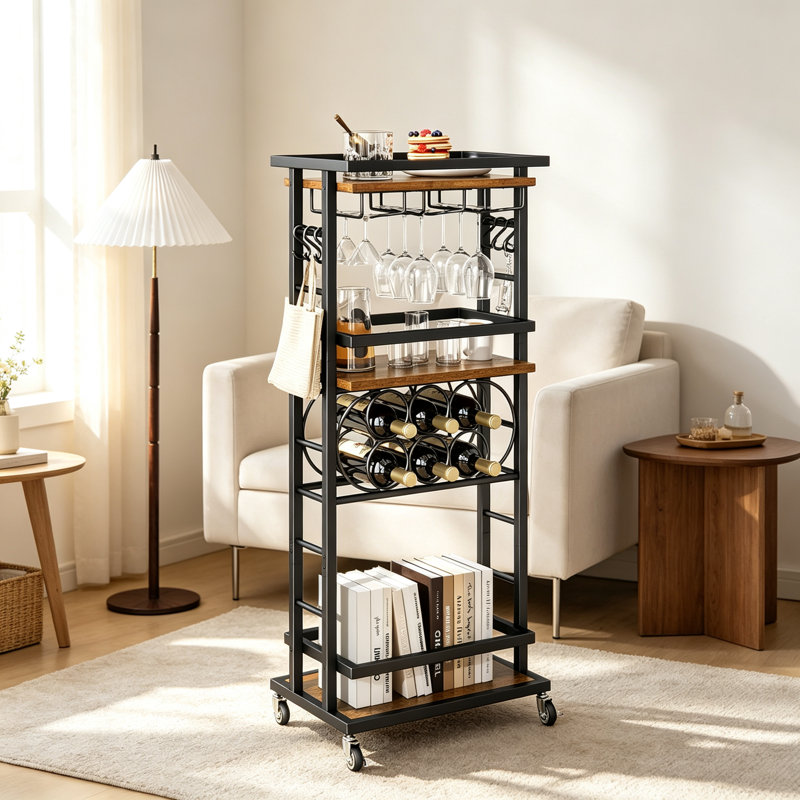 Wine Bottle & Glass Rack, Brown