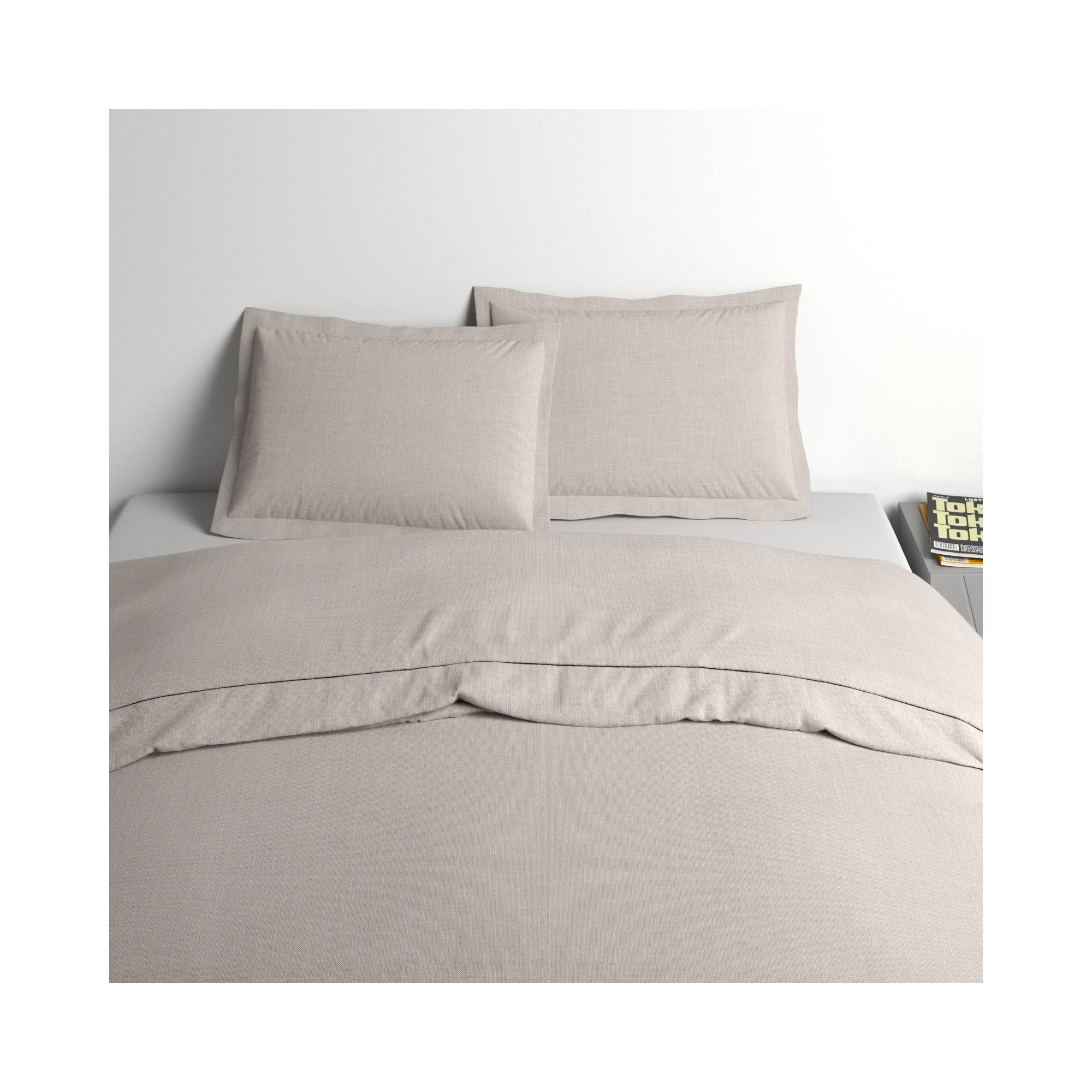Nena 100% Linen Percale Duvet Cover Set, Natural, Full / Queen